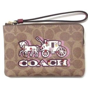 Coach CX589 Signature Canvas Wristlet Horse & Carriage Print